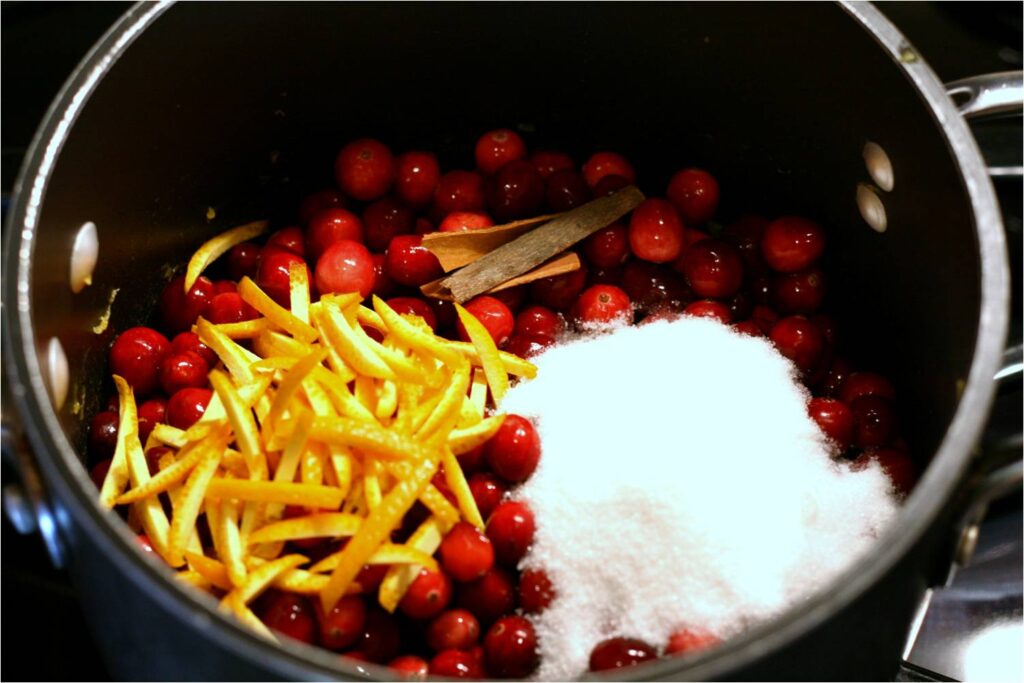 Add Cranberry Sauce Ingredients to Saucepan