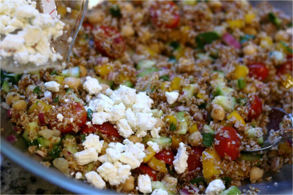Add Feta to Bulgur Wheat Lemony Dill