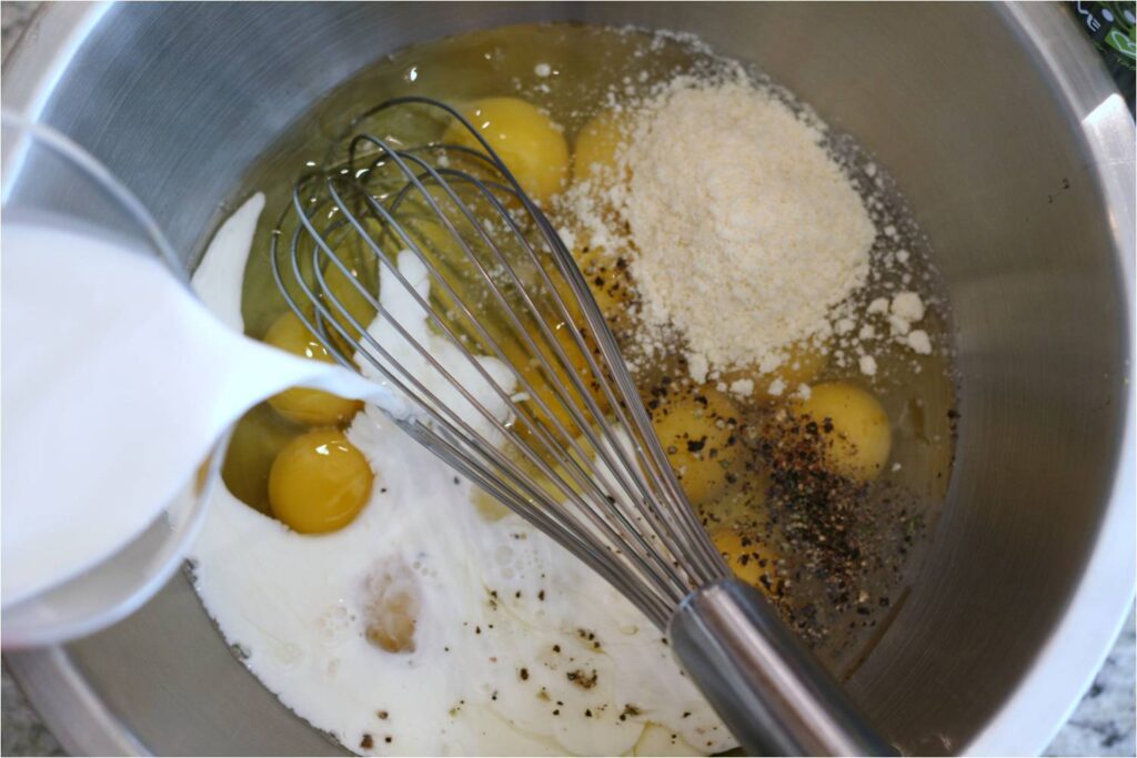 Add Half and Half to Frittata Egg Mixture