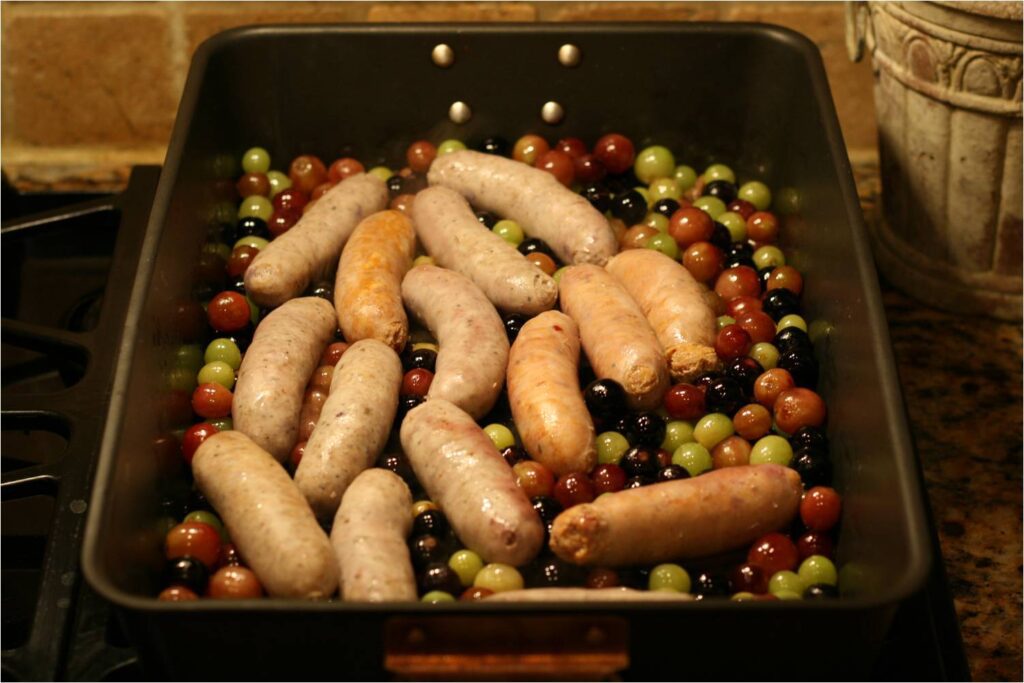Add Sausages to Grape Mixture
