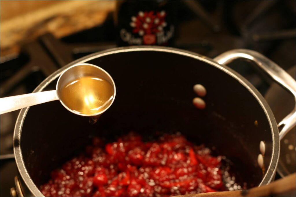 Add White Balsamic to Cooked Cranberries