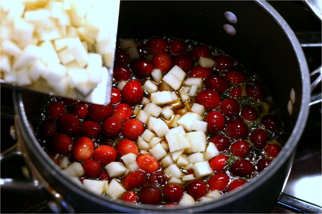 Add cranberries for Cranberry Pear Chutney