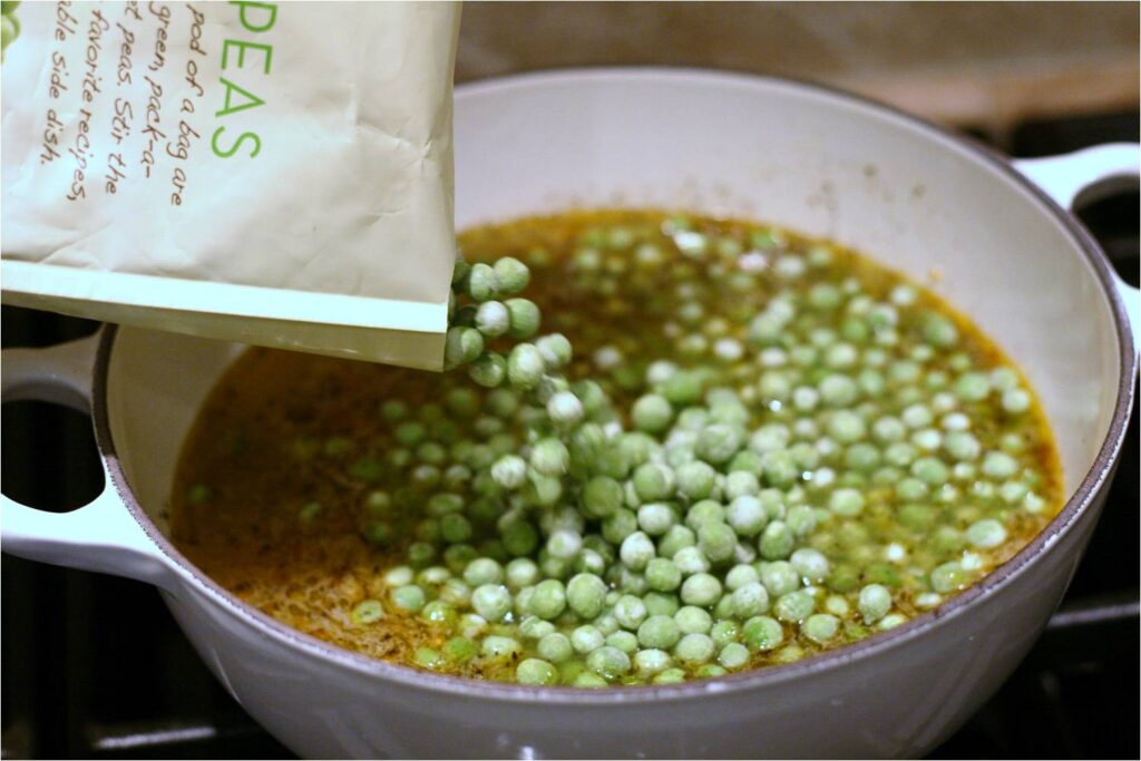 Add fozen peas to Pea Soup Broth