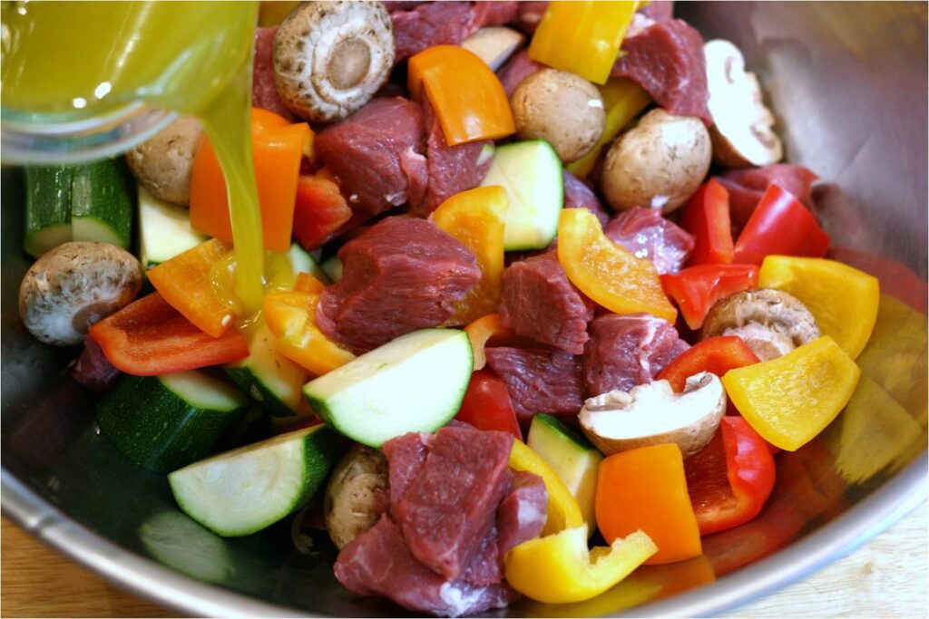Add marinade to lamb kebabs ingredients