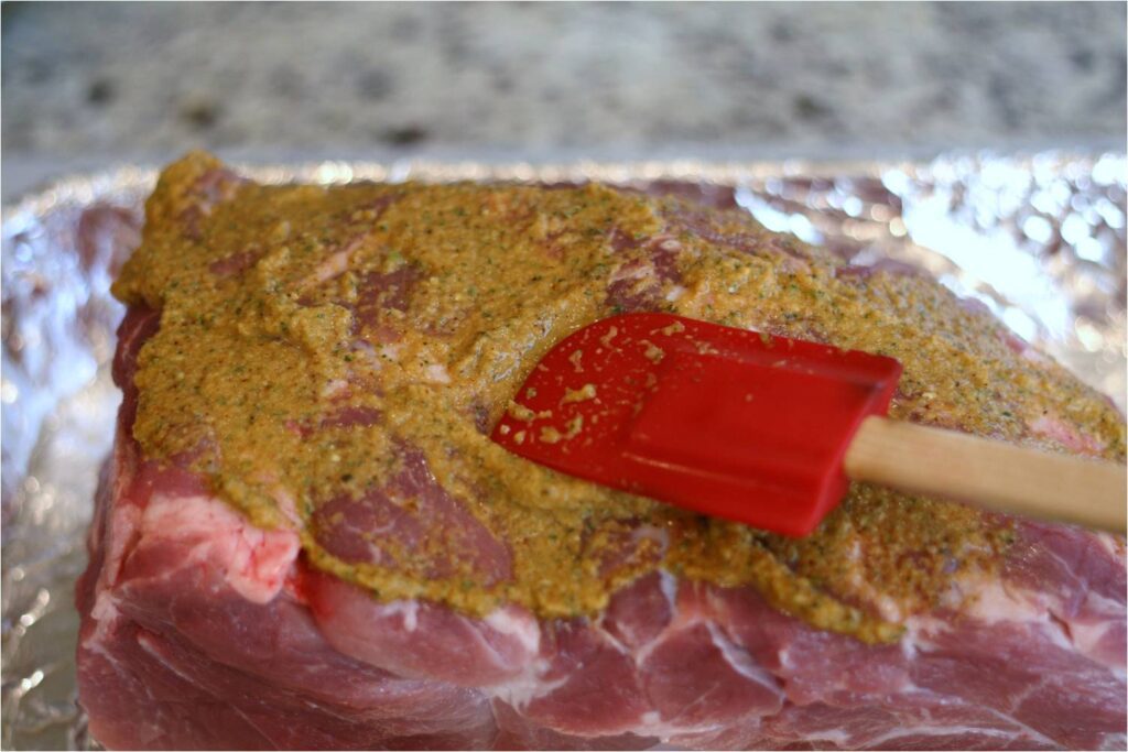 Apply spiced rub to Pork