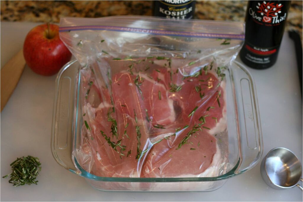 Brine Pork Chops in Bag in Fridge