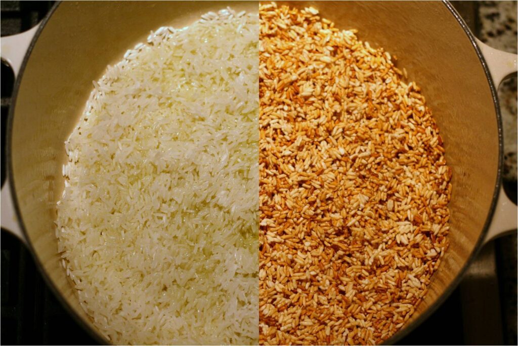 Brown the Rice in EVOO