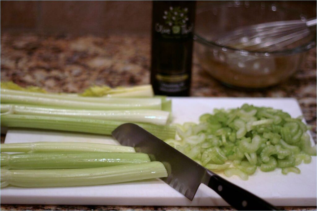 Chop Celery for Parmesan Salad