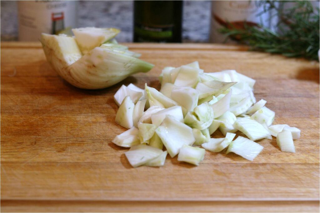 Chop Fennel for Roasted Fennel Dip