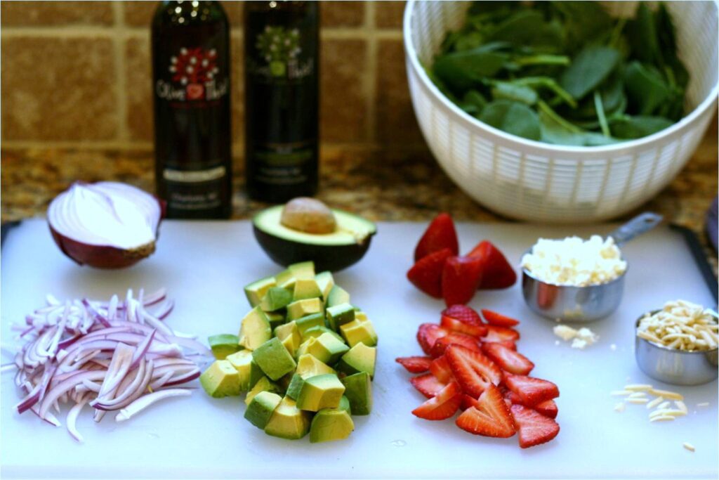 Chop Onions, Avocado, Strawberries