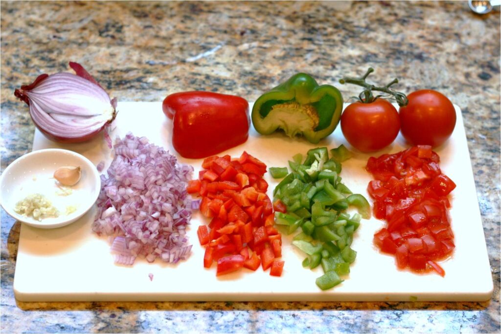 Chop Veggies for Fish Enchiladas