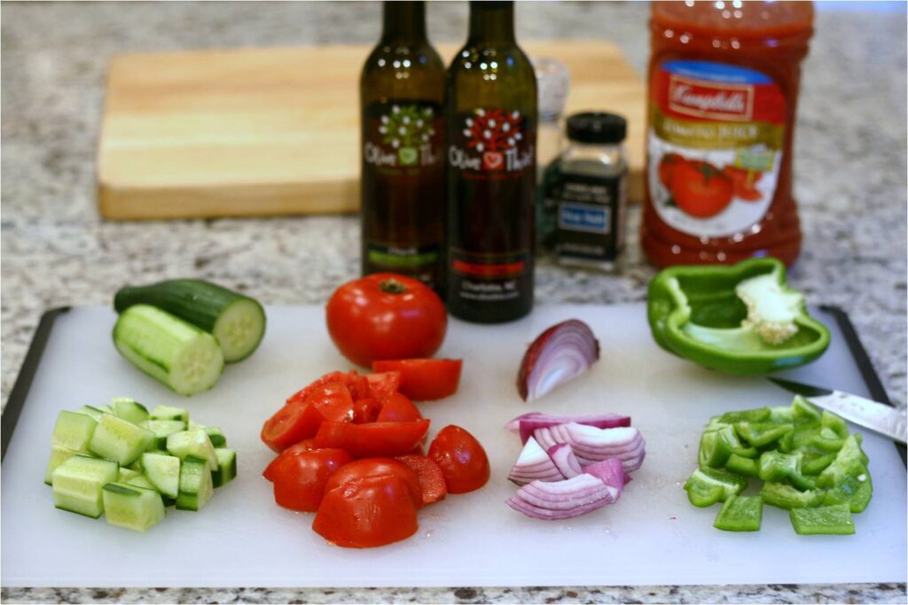 Chop vegetables for Gazpacho