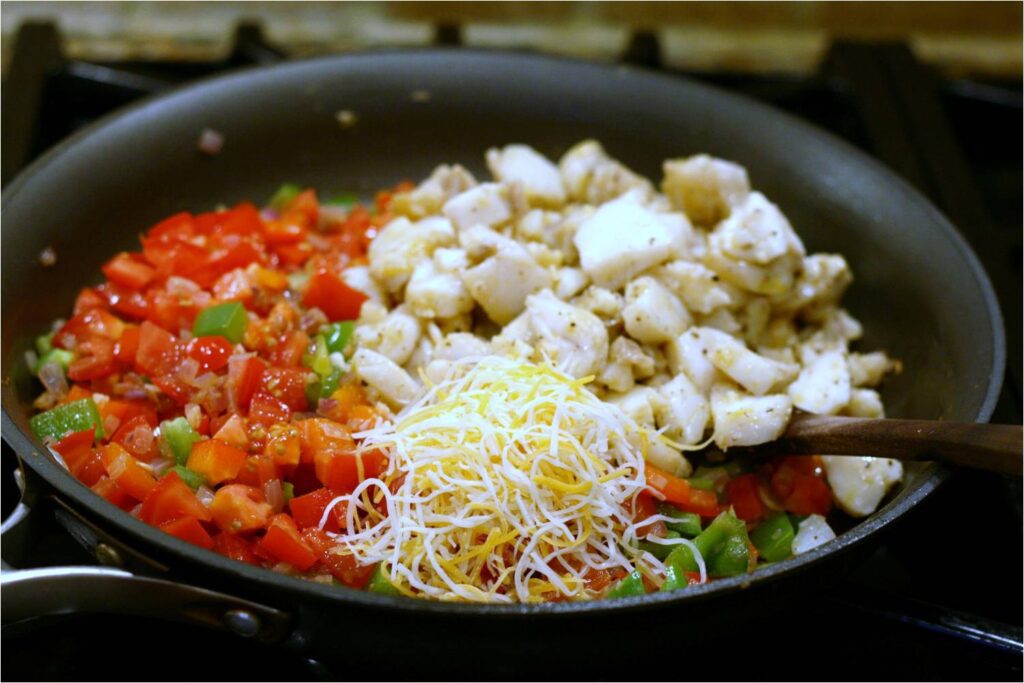 Combine Ingredients and Saute for Fish Enchiladas