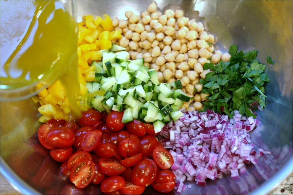 Combine Ingredients for Bulgur Wheat Lemony Dill