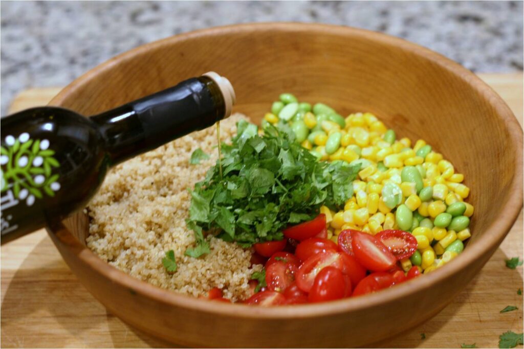 Combine all ingreds for Quinoa Edamame Salad