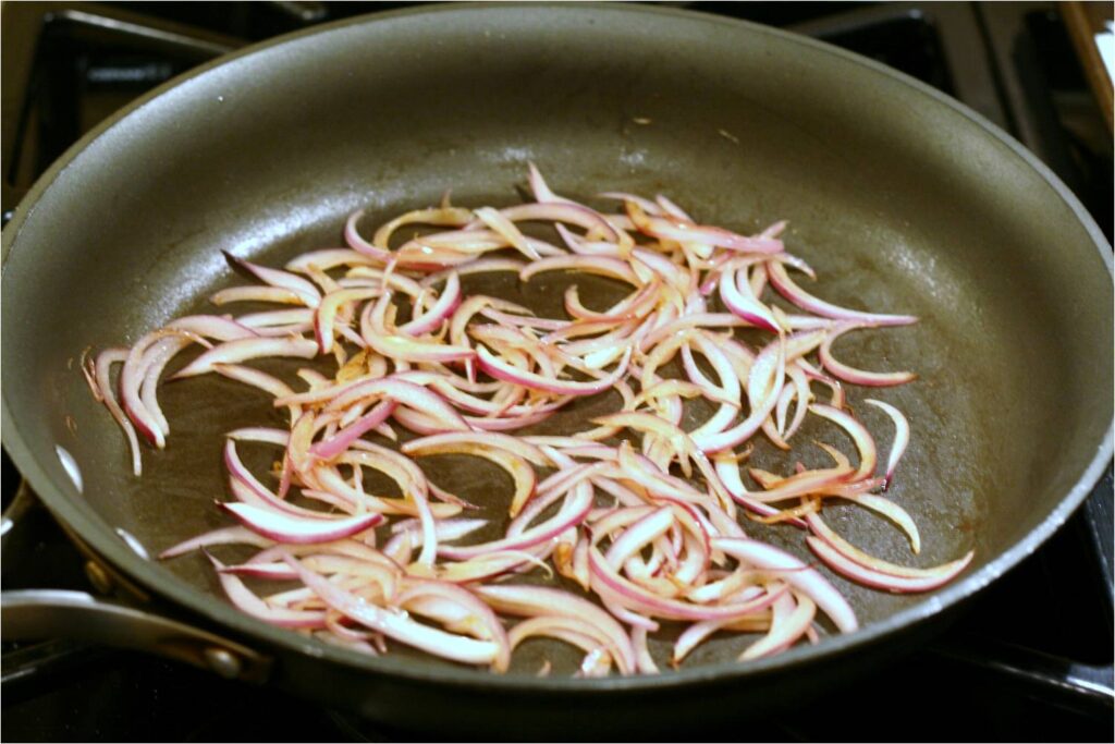 Cook Red Onion Slivers Briefly