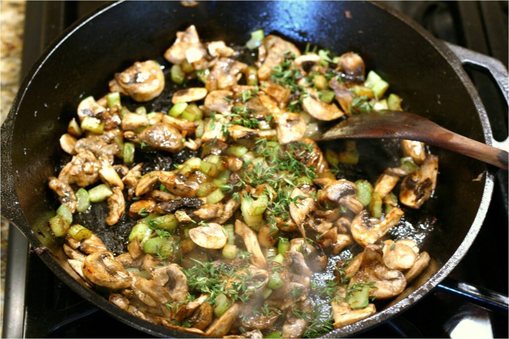 Cooking Celery and Mushrooms