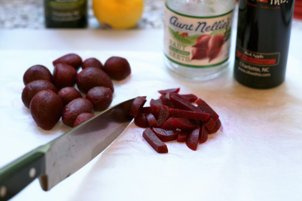 Cust the beets into sticks