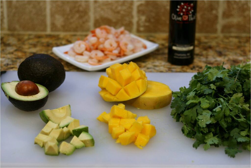 Cut Avocado Mango and Cilantro