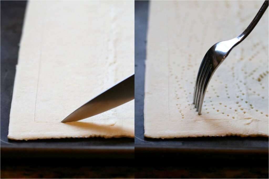 Cut Puff Pastry Border and Pierce with Fork