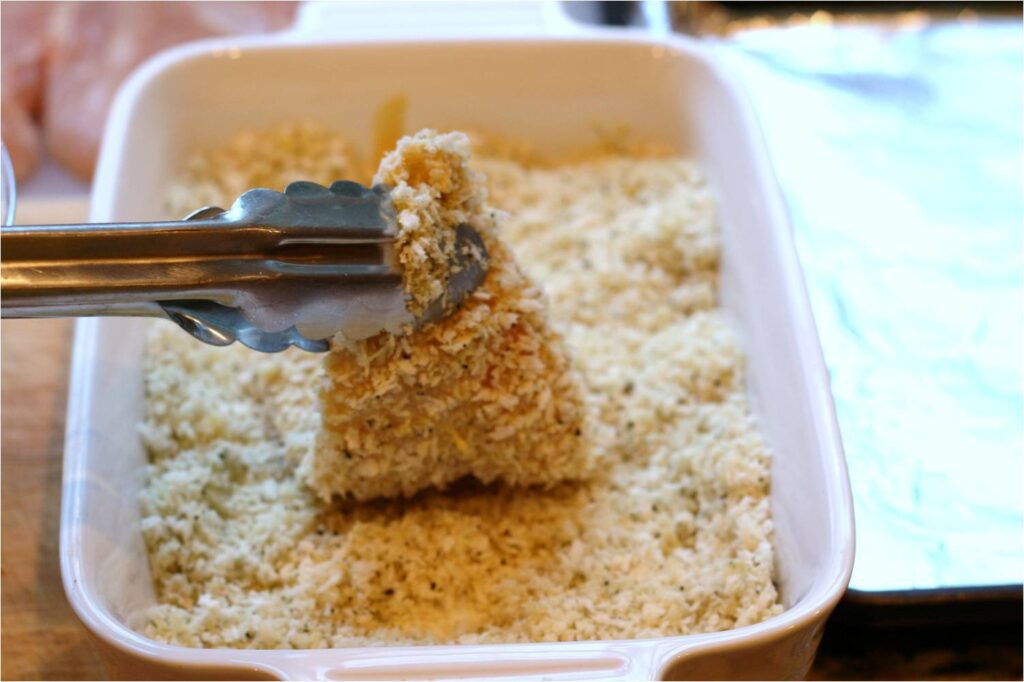 Dip coated chicken into Rosemary Panko