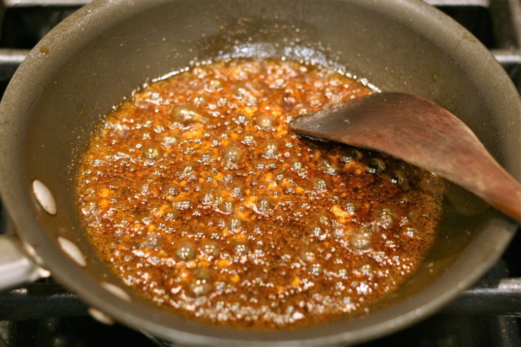 EVOO and Spice mixture bubbling