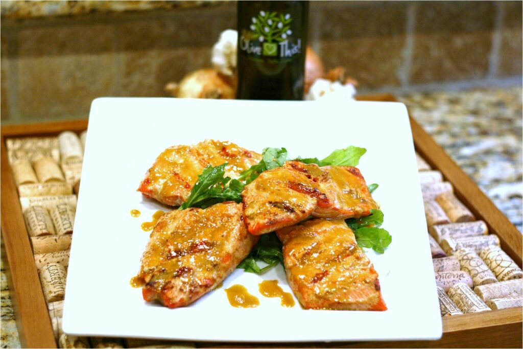 Easy Grilled Salmon with Dijon, Soy and Garlic Olive Oil Feature