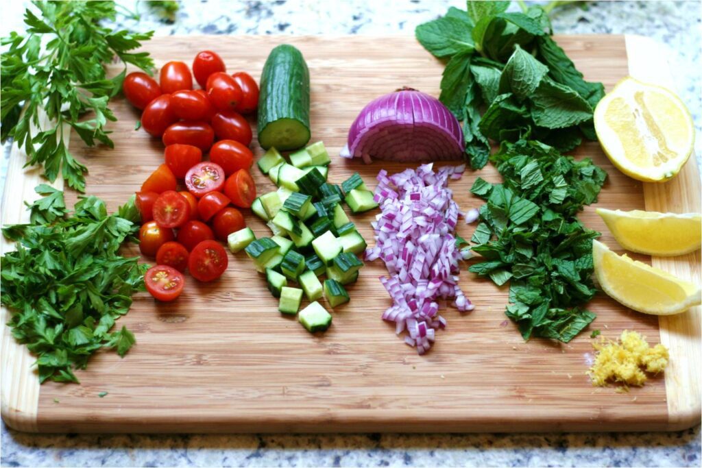 Freekeh Tabbouleh Chopped Ingreds