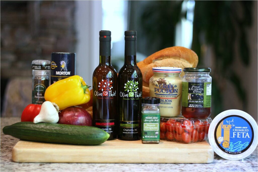 Greek Panzanella Ingredients