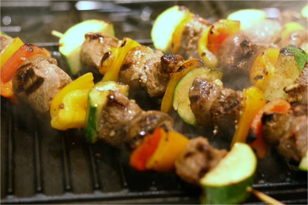 Grill lamb kebabs