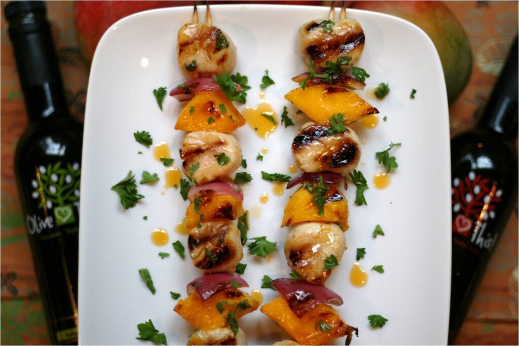 Grilled Sea Scallops and Mango Kebabs Feature