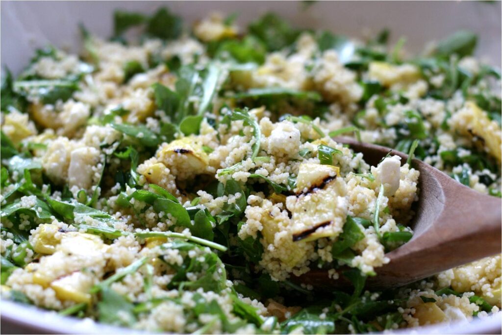 Grilled Squash Couscous Salad Tossed