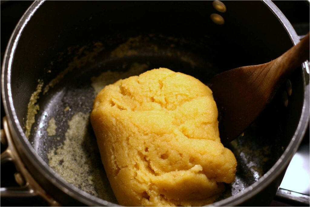 Harrissa Cheese Puff Batter in a ball