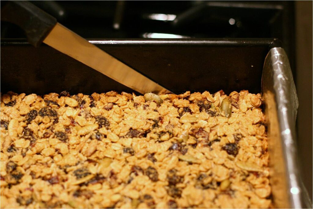 Insert Knife to Loosen sides of Granola Bars