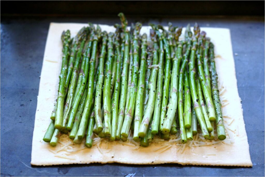Lay Asparagus on Puff Pastry Sheet