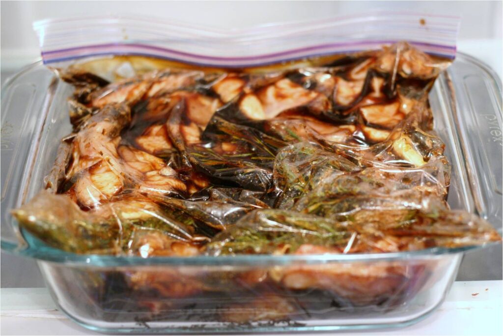 Marinate balsamic chicken wings in fridge