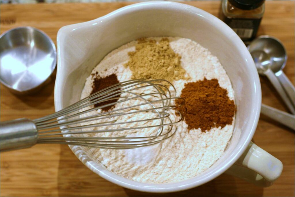Mix Dry Ingredients for Zucchini Carrot Gingerbread Cake