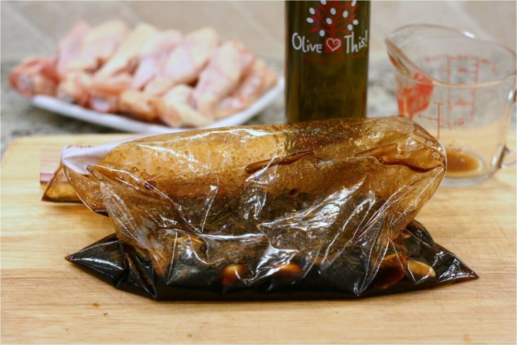Mix balsamic chicken wings marinade to combine in bag
