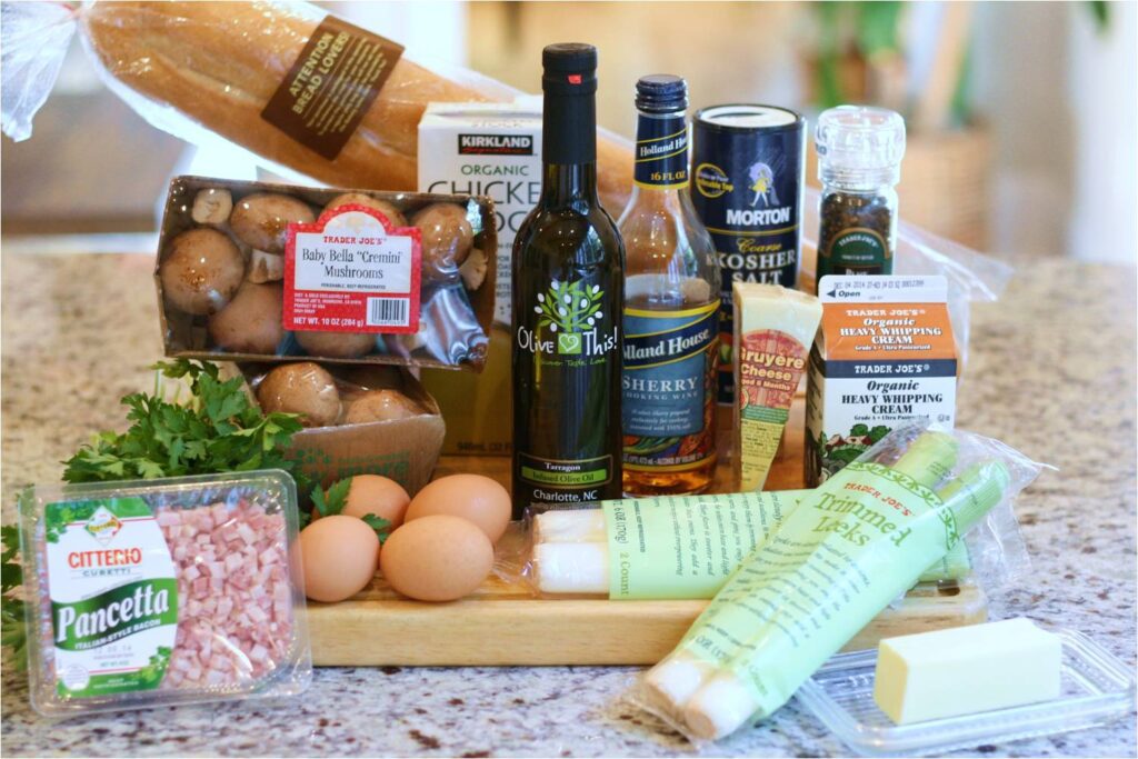 Mushroom and Leek Bread Pudding Ingredients