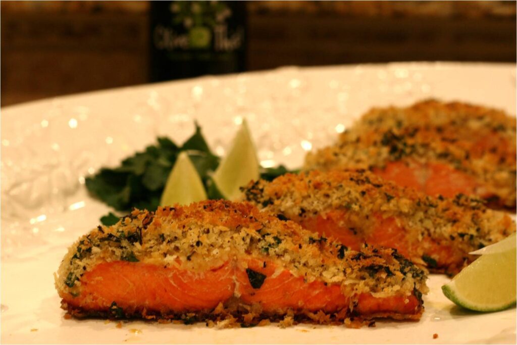 Panko Crusted Salmon with Lime EVOO Feature