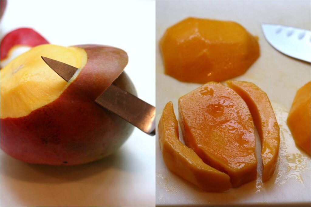 Peel and cut mango
