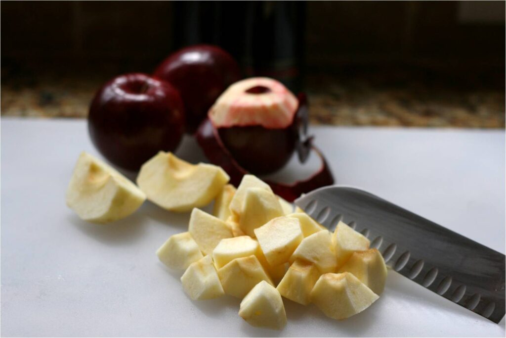 Peel and dice apples