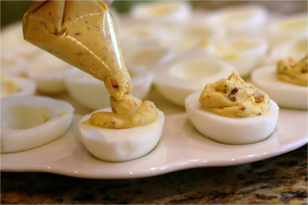 Pipe Filling into Devil Eggs