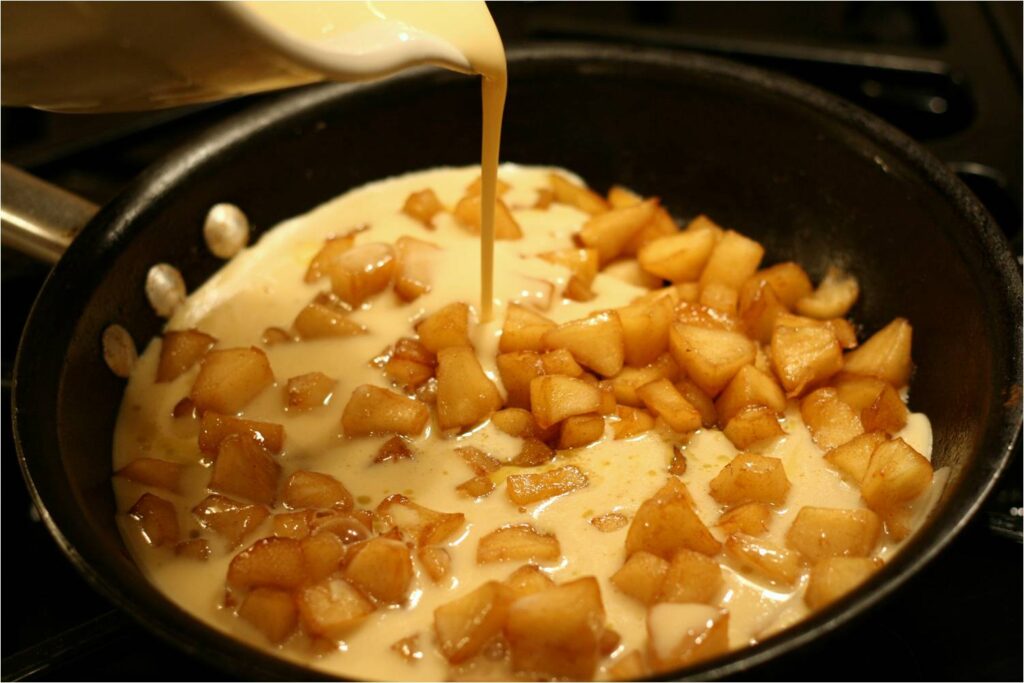 Pour Batter Into Apple Mixture