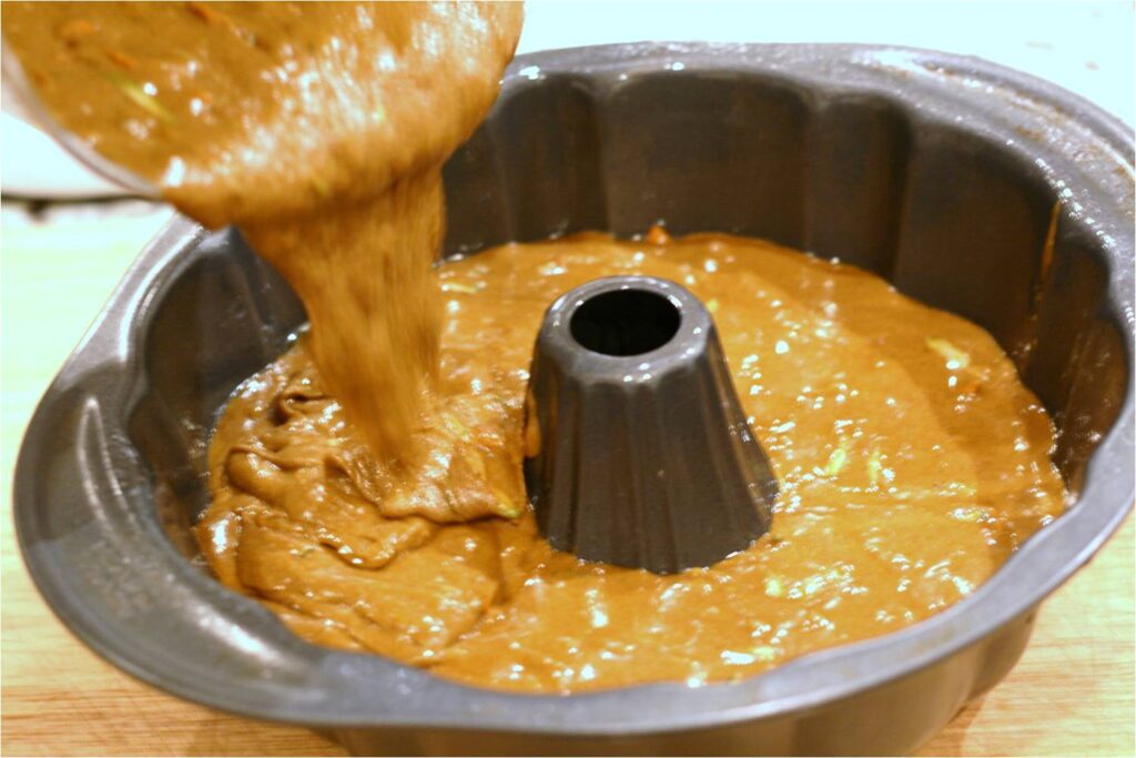 Pour Gingerbread Batter into Bundt Pan