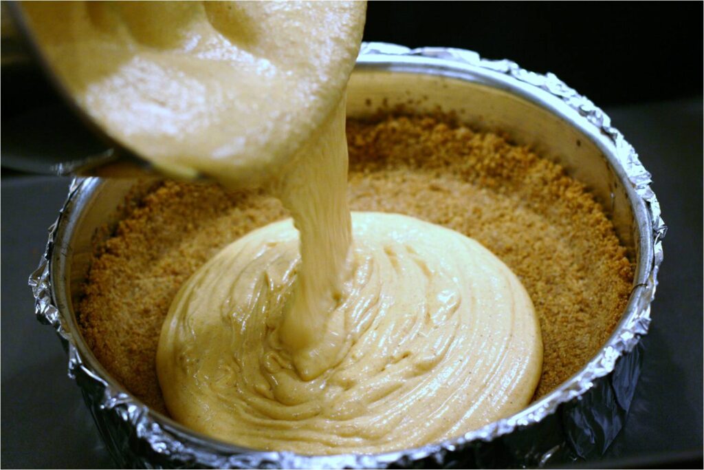 Pour Pumpkin Cream Cheese Batter Into Crust