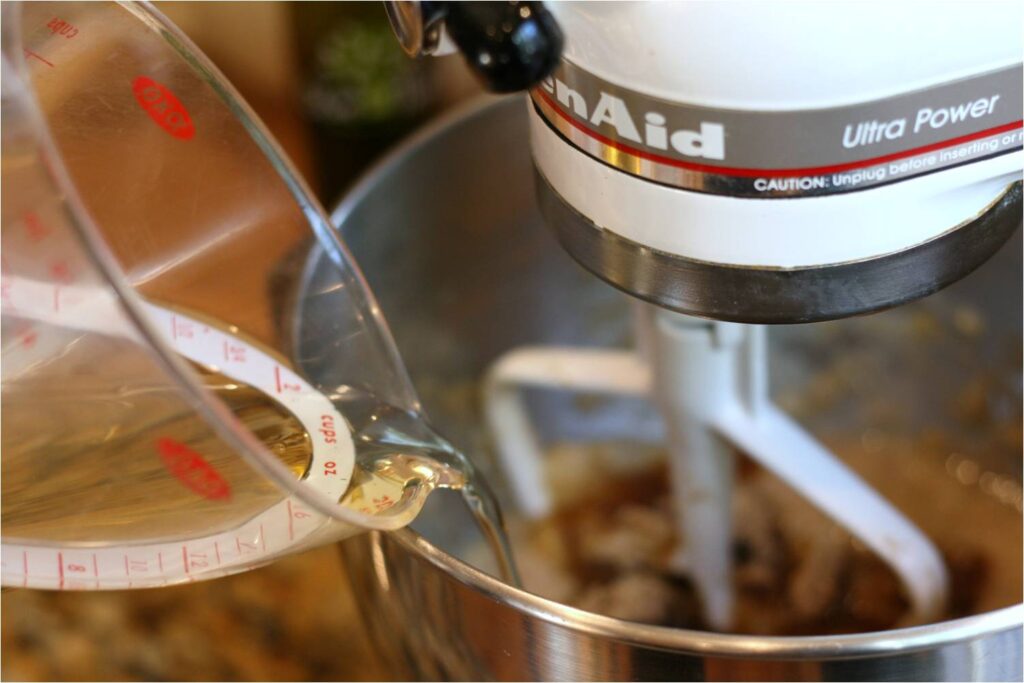 Pour Walnut Oil Into Batter