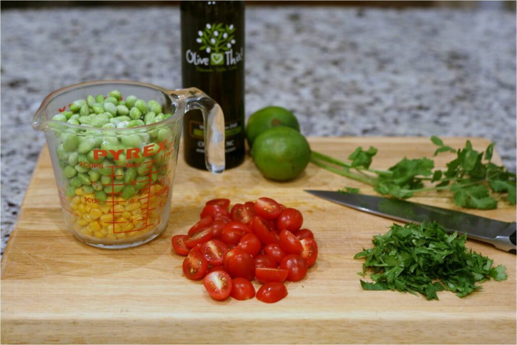 Prepare Edamame Salad Ingredients