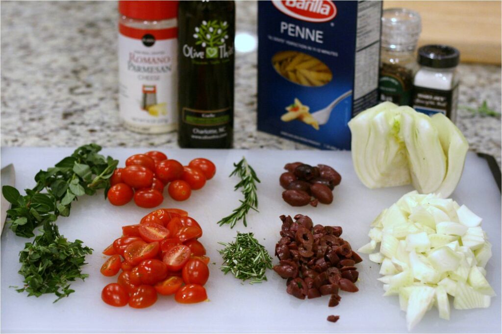 Prepare Ingredients for Roasted Fennel and Tomato Pasta