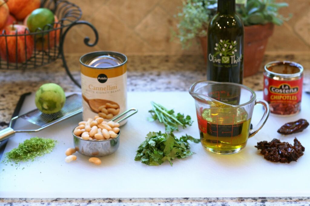 Prepare ingredients for garlic chipotle spread